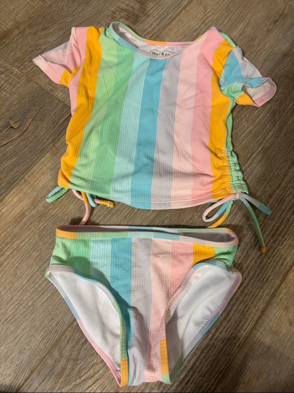 Girls' Pastel Stripe Swim Set - Rainbow Multi